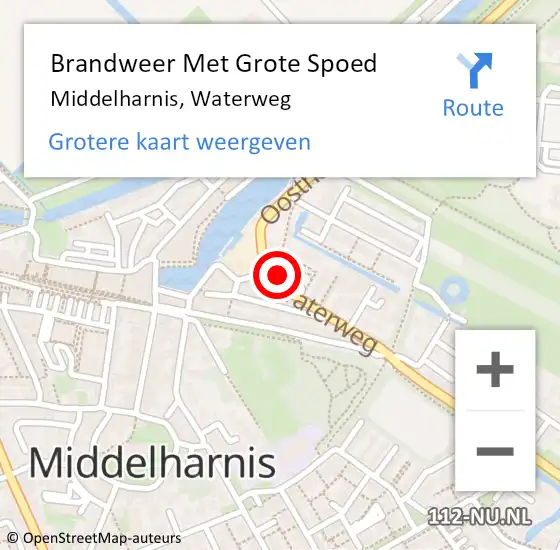 Locatie op kaart van de 112 melding: Brandweer Met Grote Spoed Naar Middelharnis, Waterweg op 22 februari 2023 17:27