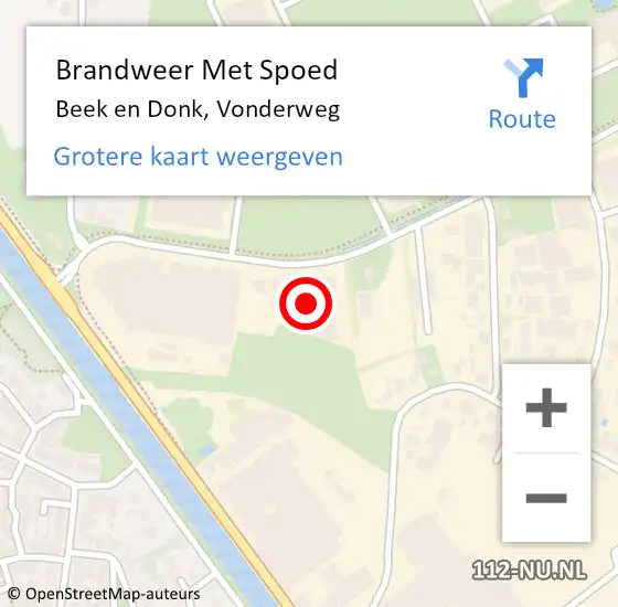 Locatie op kaart van de 112 melding: Brandweer Met Spoed Naar Beek en Donk, Vonderweg op 22 februari 2023 17:50