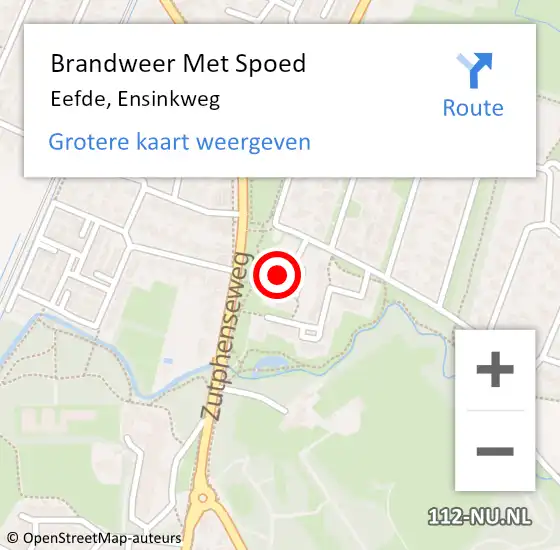 Locatie op kaart van de 112 melding: Brandweer Met Spoed Naar Eefde, Ensinkweg op 22 februari 2023 18:37