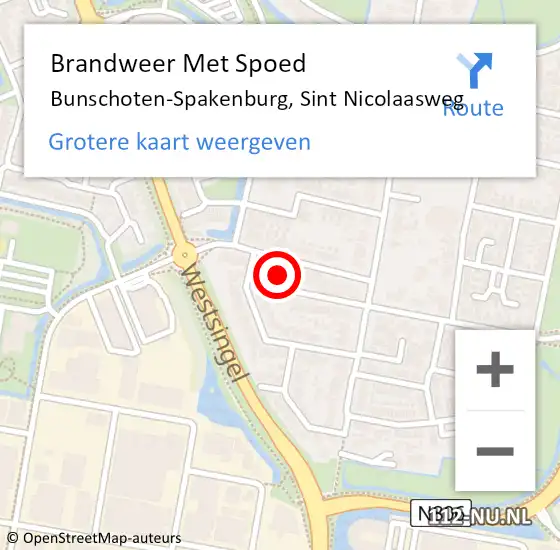 Locatie op kaart van de 112 melding: Brandweer Met Spoed Naar Bunschoten-Spakenburg, Sint Nicolaasweg op 22 februari 2023 18:56
