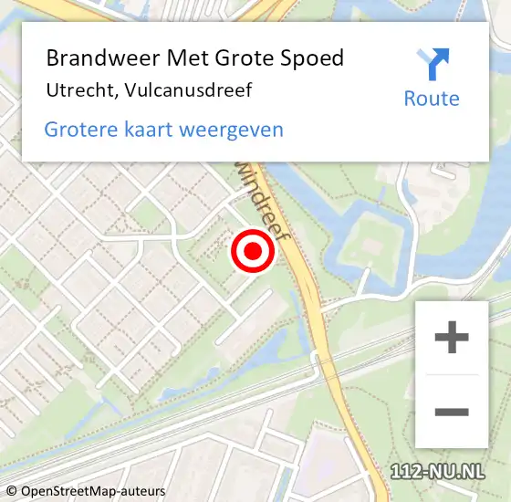 Locatie op kaart van de 112 melding: Brandweer Met Grote Spoed Naar Utrecht, Vulcanusdreef op 22 februari 2023 19:00