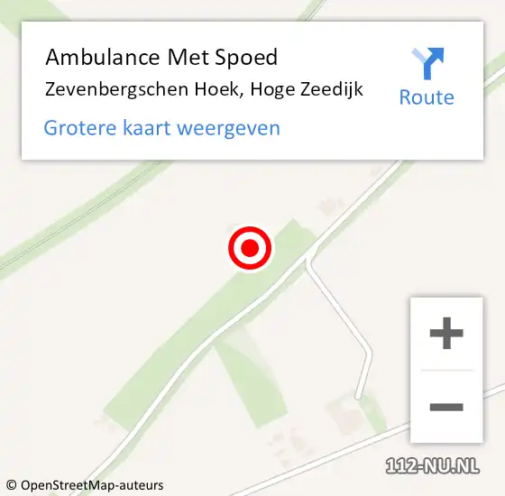 Locatie op kaart van de 112 melding: Ambulance Met Spoed Naar Zevenbergschen Hoek, Hoge Zeedijk op 16 augustus 2014 15:25