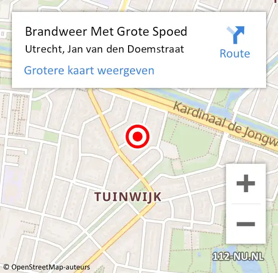 Locatie op kaart van de 112 melding: Brandweer Met Grote Spoed Naar Utrecht, Jan van den Doemstraat op 22 februari 2023 19:55