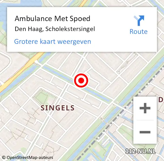 Locatie op kaart van de 112 melding: Ambulance Met Spoed Naar Den Haag, Scholekstersingel op 22 februari 2023 20:16