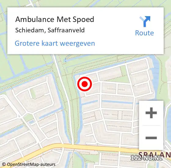 Locatie op kaart van de 112 melding: Ambulance Met Spoed Naar Schiedam, Saffraanveld op 22 februari 2023 21:22