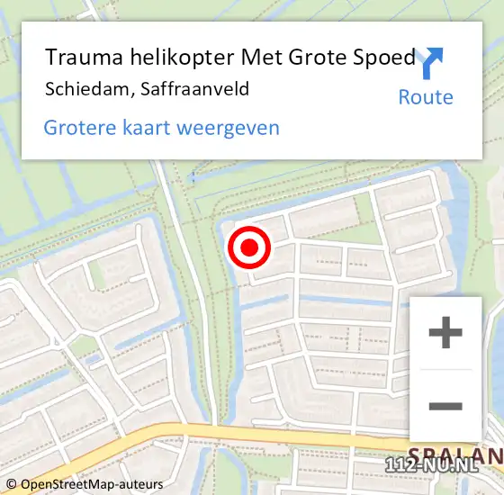 Locatie op kaart van de 112 melding: Trauma helikopter Met Grote Spoed Naar Schiedam, Saffraanveld op 22 februari 2023 21:24