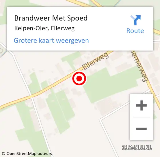 Locatie op kaart van de 112 melding: Brandweer Met Spoed Naar Kelpen-Oler, Ellerweg op 22 februari 2023 21:24