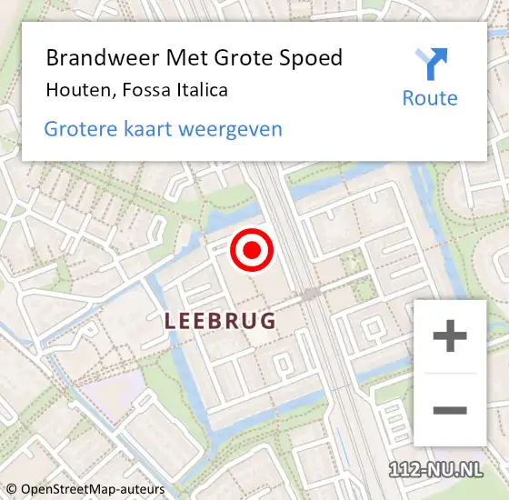 Locatie op kaart van de 112 melding: Brandweer Met Grote Spoed Naar Houten, Fossa Italica op 22 februari 2023 21:27