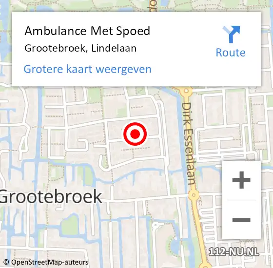 Locatie op kaart van de 112 melding: Ambulance Met Spoed Naar Grootebroek, Lindelaan op 22 februari 2023 21:44