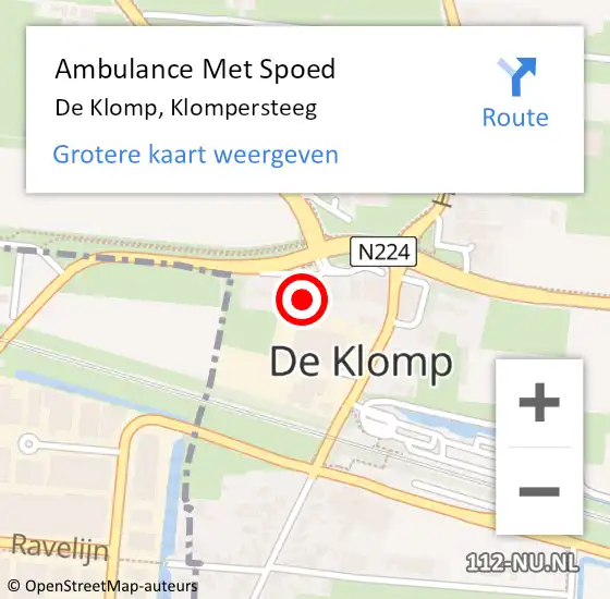 Locatie op kaart van de 112 melding: Ambulance Met Spoed Naar De Klomp, Klompersteeg op 22 februari 2023 22:05