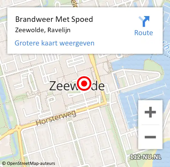 Locatie op kaart van de 112 melding: Brandweer Met Spoed Naar Zeewolde, Ravelijn op 22 februari 2023 22:06