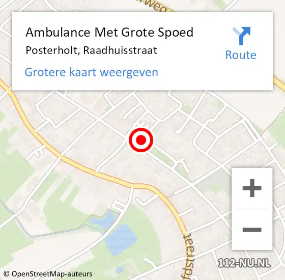 Locatie op kaart van de 112 melding: Ambulance Met Grote Spoed Naar Posterholt, Raadhuisstraat op 22 februari 2023 22:33