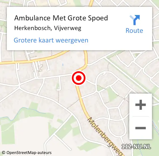 Locatie op kaart van de 112 melding: Ambulance Met Grote Spoed Naar Herkenbosch, Vijverweg op 22 februari 2023 22:41