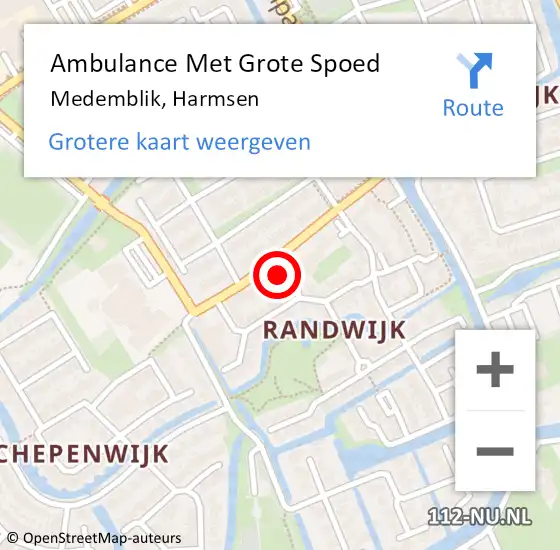 Locatie op kaart van de 112 melding: Ambulance Met Grote Spoed Naar Medemblik, Harmsen op 22 februari 2023 23:07