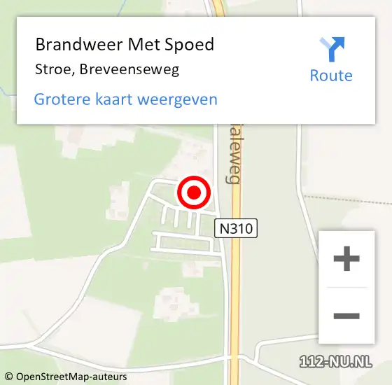 Locatie op kaart van de 112 melding: Brandweer Met Spoed Naar Stroe, Breveenseweg op 22 februari 2023 23:25