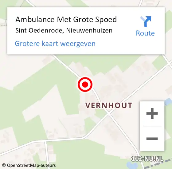 Locatie op kaart van de 112 melding: Ambulance Met Grote Spoed Naar Sint Oedenrode, Nieuwenhuizen op 16 augustus 2014 15:48