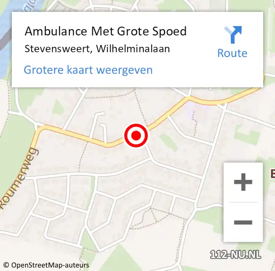 Locatie op kaart van de 112 melding: Ambulance Met Grote Spoed Naar Stevensweert, Wilhelminalaan op 23 februari 2023 01:14