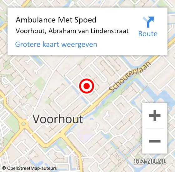 Locatie op kaart van de 112 melding: Ambulance Met Spoed Naar Voorhout, Abraham van Lindenstraat op 23 februari 2023 01:53