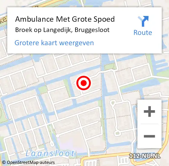 Locatie op kaart van de 112 melding: Ambulance Met Grote Spoed Naar Broek op Langedijk, Bruggesloot op 23 februari 2023 02:07