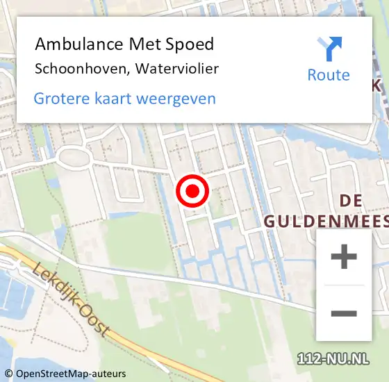 Locatie op kaart van de 112 melding: Ambulance Met Spoed Naar Schoonhoven, Waterviolier op 23 februari 2023 02:43