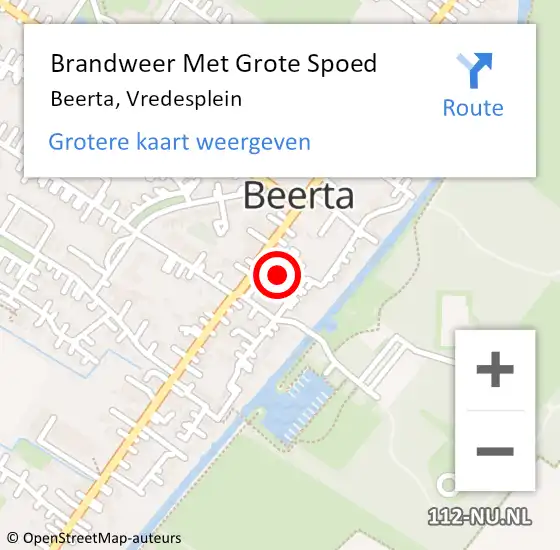 Locatie op kaart van de 112 melding: Brandweer Met Grote Spoed Naar Beerta, Vredesplein op 23 februari 2023 03:29