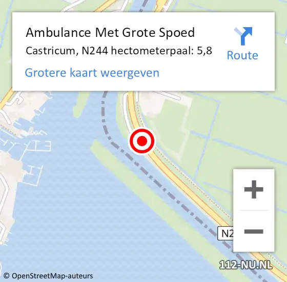 Locatie op kaart van de 112 melding: Ambulance Met Grote Spoed Naar Castricum, N244 hectometerpaal: 5,8 op 23 februari 2023 04:17