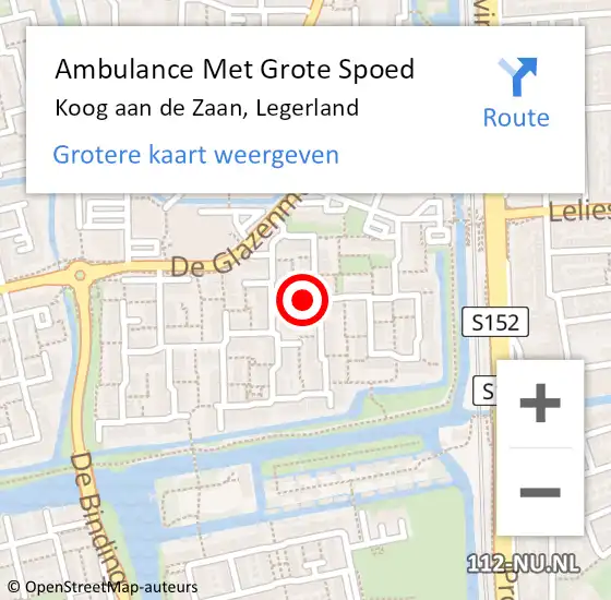 Locatie op kaart van de 112 melding: Ambulance Met Grote Spoed Naar Koog aan de Zaan, Legerland op 23 februari 2023 05:29