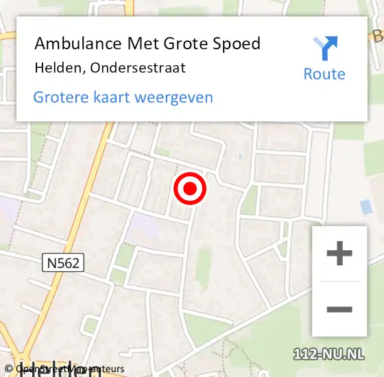 Locatie op kaart van de 112 melding: Ambulance Met Grote Spoed Naar Helden, Ondersestraat op 16 augustus 2014 16:06