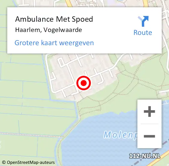 Locatie op kaart van de 112 melding: Ambulance Met Spoed Naar Haarlem, Vogelwaarde op 23 februari 2023 06:21