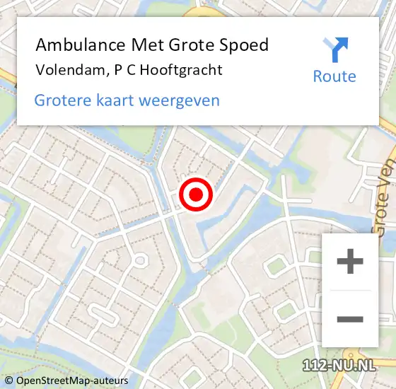 Locatie op kaart van de 112 melding: Ambulance Met Grote Spoed Naar Volendam, P C Hooftgracht op 23 februari 2023 06:22