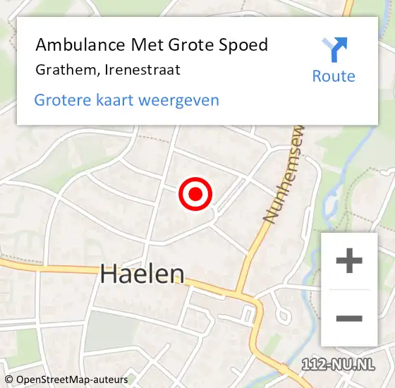 Locatie op kaart van de 112 melding: Ambulance Met Grote Spoed Naar Grathem, Irenestraat op 23 februari 2023 06:26