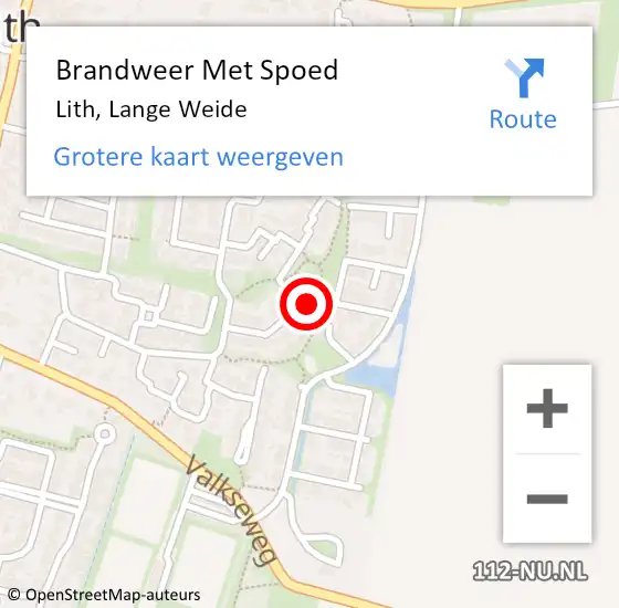 Locatie op kaart van de 112 melding: Brandweer Met Spoed Naar Lith, Lange Weide op 23 februari 2023 06:51