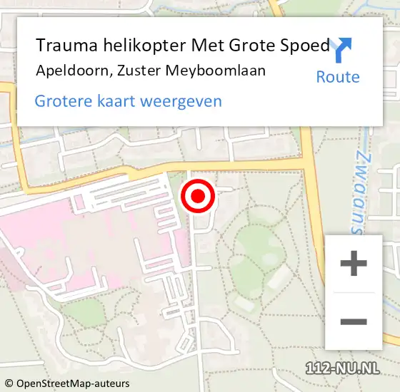 Locatie op kaart van de 112 melding: Trauma helikopter Met Grote Spoed Naar Apeldoorn, Zuster Meyboomlaan op 23 februari 2023 07:58