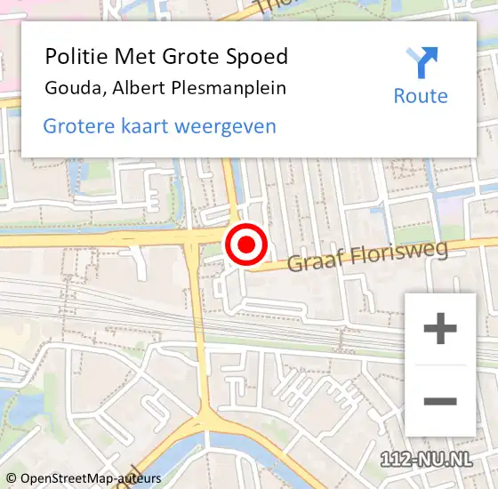 Locatie op kaart van de 112 melding: Politie Met Grote Spoed Naar Gouda, Albert Plesmanplein op 23 februari 2023 08:16