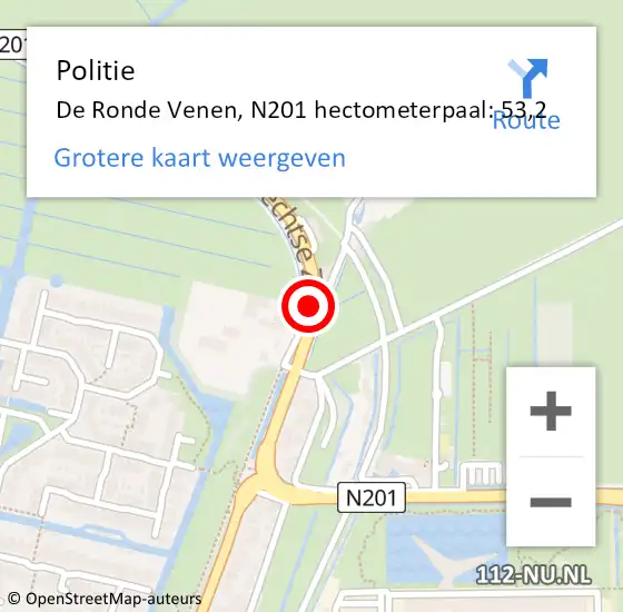 Locatie op kaart van de 112 melding: Politie De Ronde Venen, N201 hectometerpaal: 53,2 op 23 februari 2023 09:16