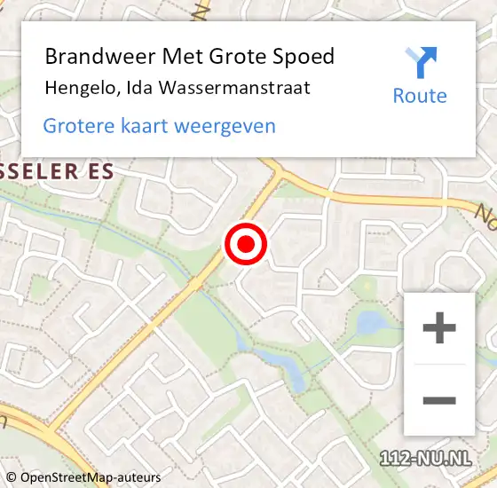 Locatie op kaart van de 112 melding: Brandweer Met Grote Spoed Naar Hengelo, Ida Wassermanstraat op 23 februari 2023 09:17