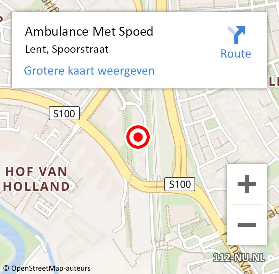 Locatie op kaart van de 112 melding: Ambulance Met Spoed Naar Lent, Spoorstraat op 23 februari 2023 09:25