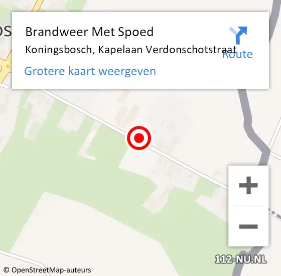 Locatie op kaart van de 112 melding: Brandweer Met Spoed Naar Koningsbosch, Kapelaan Verdonschotstraat op 23 februari 2023 09:33