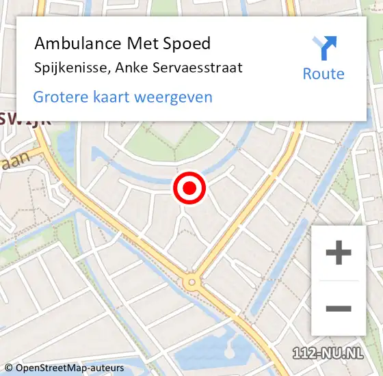 Locatie op kaart van de 112 melding: Ambulance Met Spoed Naar Spijkenisse, Anke Servaesstraat op 23 februari 2023 09:43