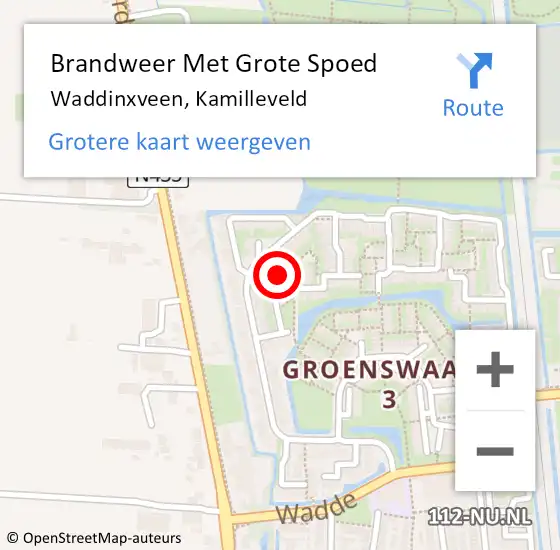 Locatie op kaart van de 112 melding: Brandweer Met Grote Spoed Naar Waddinxveen, Kamilleveld op 23 februari 2023 09:56