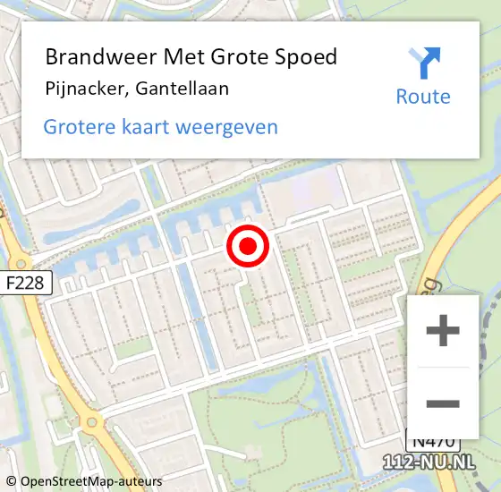Locatie op kaart van de 112 melding: Brandweer Met Grote Spoed Naar Pijnacker, Gantellaan op 23 februari 2023 10:17