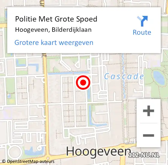 Locatie op kaart van de 112 melding: Politie Met Grote Spoed Naar Hoogeveen, Bilderdijklaan op 23 februari 2023 10:19