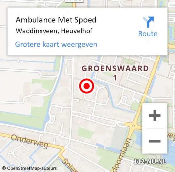 Locatie op kaart van de 112 melding: Ambulance Met Spoed Naar Waddinxveen, Heuvelhof op 23 februari 2023 10:26