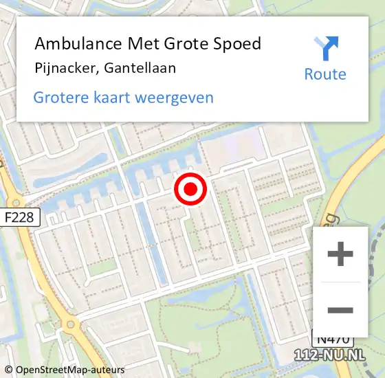 Locatie op kaart van de 112 melding: Ambulance Met Grote Spoed Naar Pijnacker, Gantellaan op 23 februari 2023 10:27