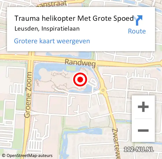 Locatie op kaart van de 112 melding: Trauma helikopter Met Grote Spoed Naar Leusden, Inspiratielaan op 23 februari 2023 10:48