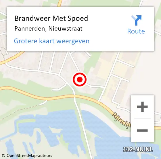 Locatie op kaart van de 112 melding: Brandweer Met Spoed Naar Pannerden, Nieuwstraat op 23 februari 2023 11:02