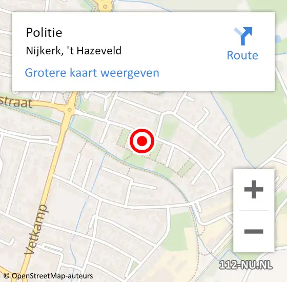 Locatie op kaart van de 112 melding: Politie Nijkerk, 't Hazeveld op 23 februari 2023 11:03