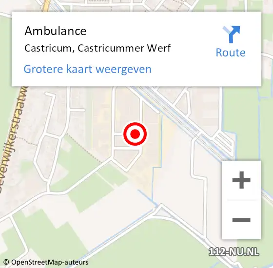 Locatie op kaart van de 112 melding: Ambulance Castricum, Castricummer Werf op 23 februari 2023 11:15