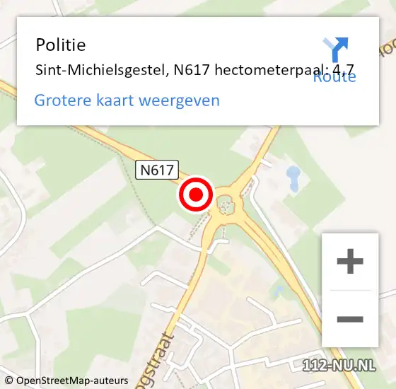 Locatie op kaart van de 112 melding: Politie Sint-Michielsgestel, N617 hectometerpaal: 4,7 op 23 februari 2023 11:16