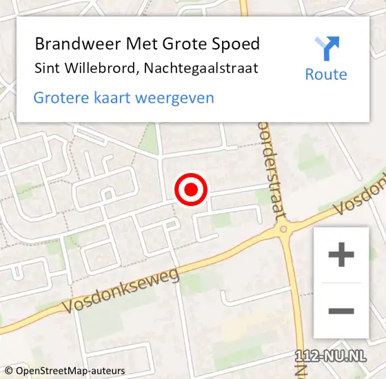 Locatie op kaart van de 112 melding: Brandweer Met Grote Spoed Naar Sint Willebrord, Nachtegaalstraat op 23 februari 2023 11:37